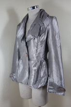 Load image into Gallery viewer, CHLOE Shimmery Silver Collared Button Top Blazer Blouse Jacket Small 4 5 6
