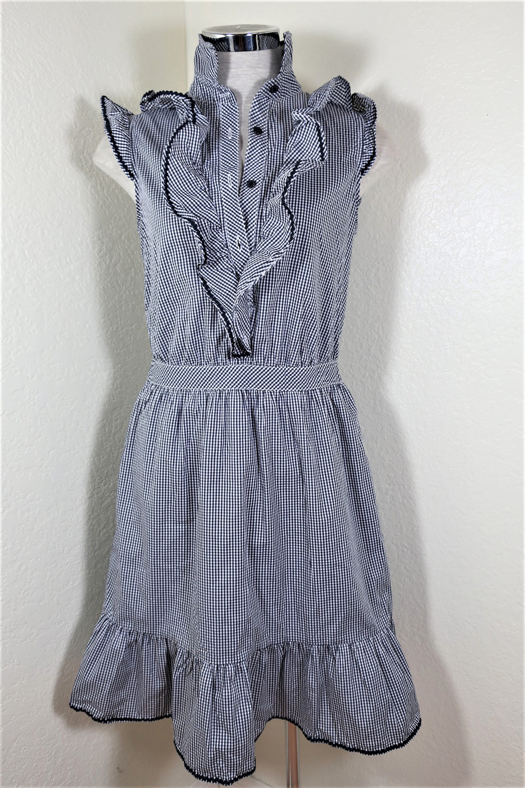 LOVE MOSCHINO Plaid Stripes Sleeveless Blue SUmmer Cotton Dress Small 36 2 3 4
