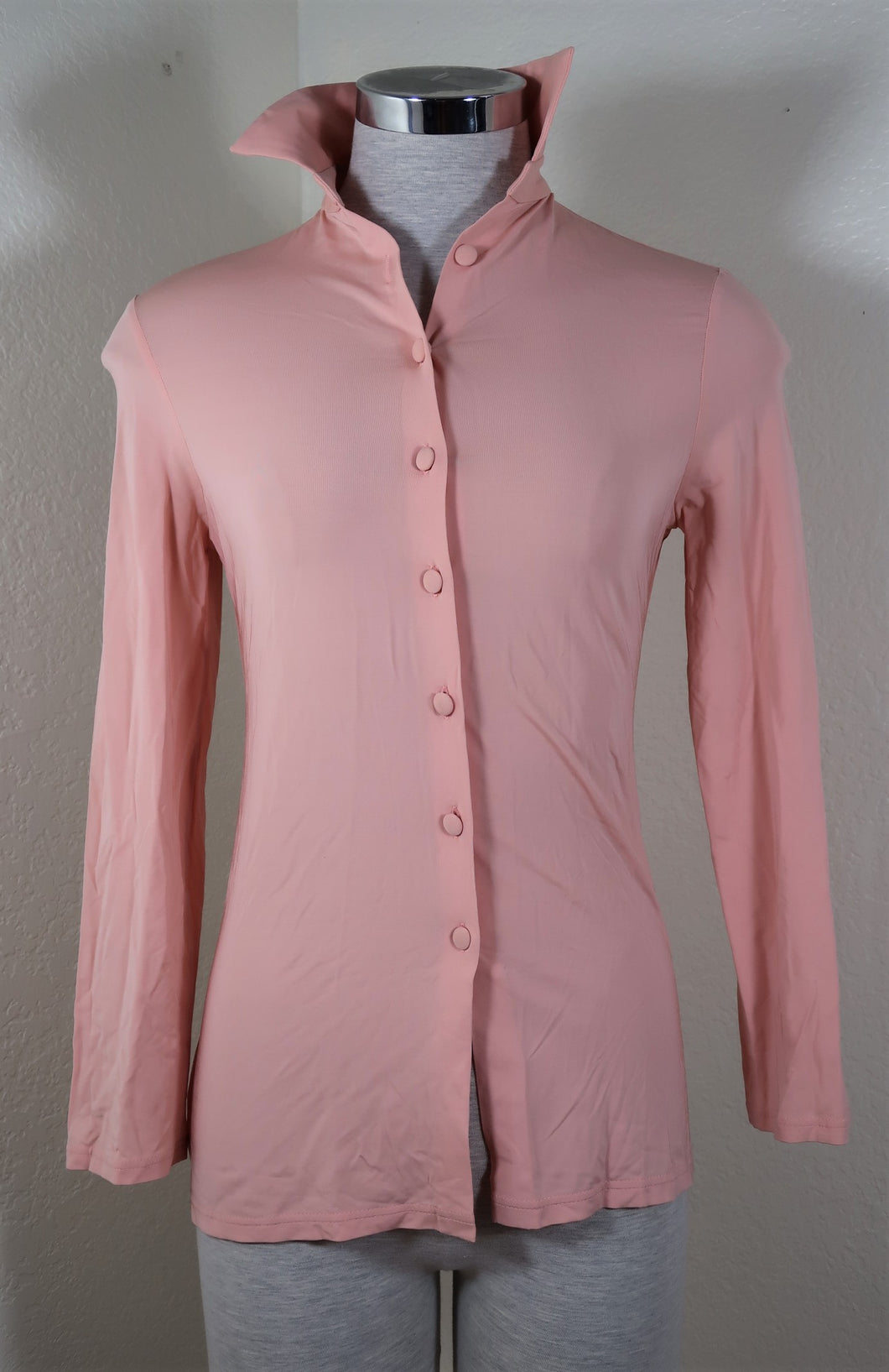 CELINE France Pink Button  Rayon Long Sleeve Blouse Top Small 34 2 3 4