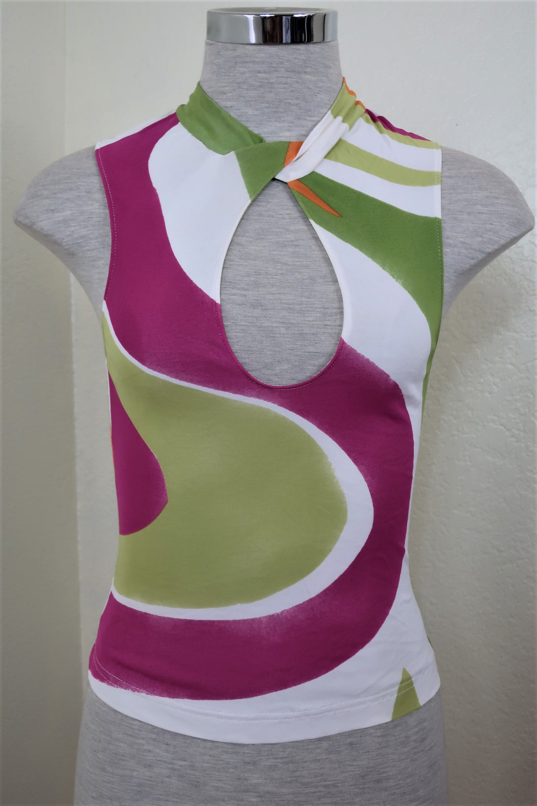 Vintage VERSACE Jeans Couture Colorful SLeeveless Top Blouse Medusa Small 2 3 4