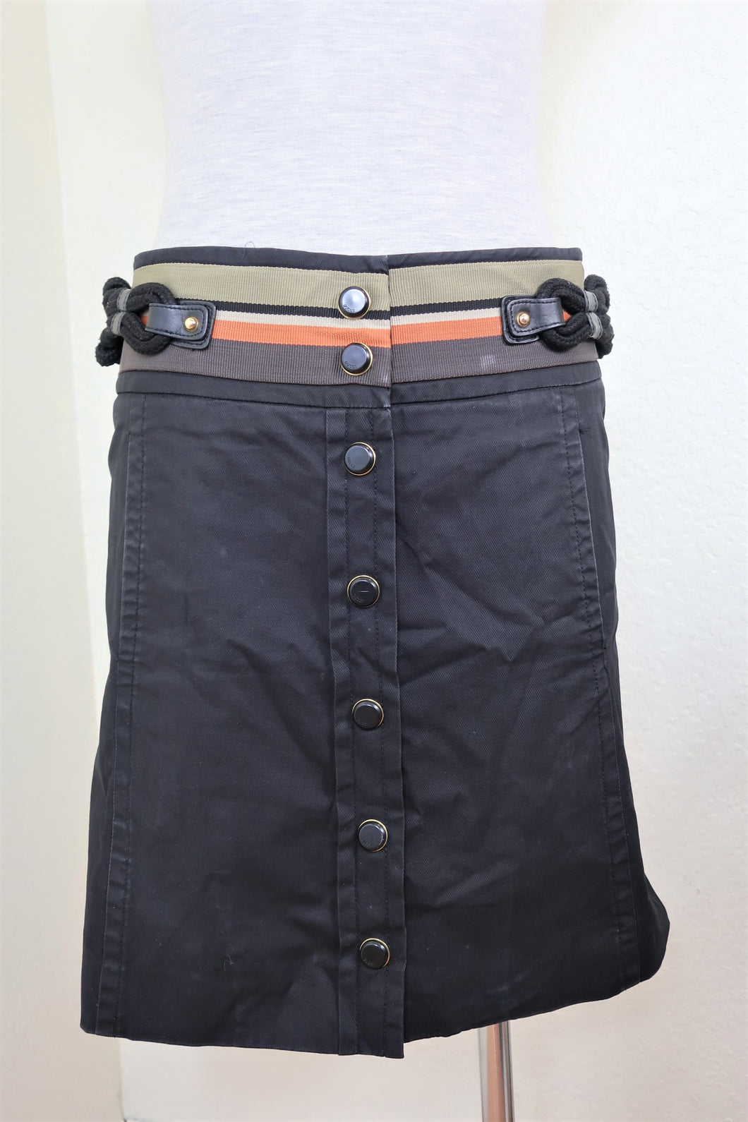 Vintage GUCCI Black Wrap Button Skirt 38 S to M  4 6 7