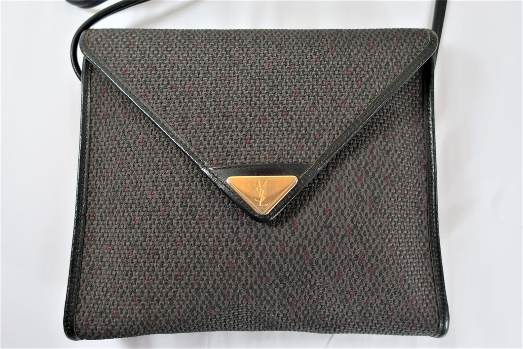 Vintage YSL Yves Saint Laurent Envelope Logo Shoulder Bag Italy