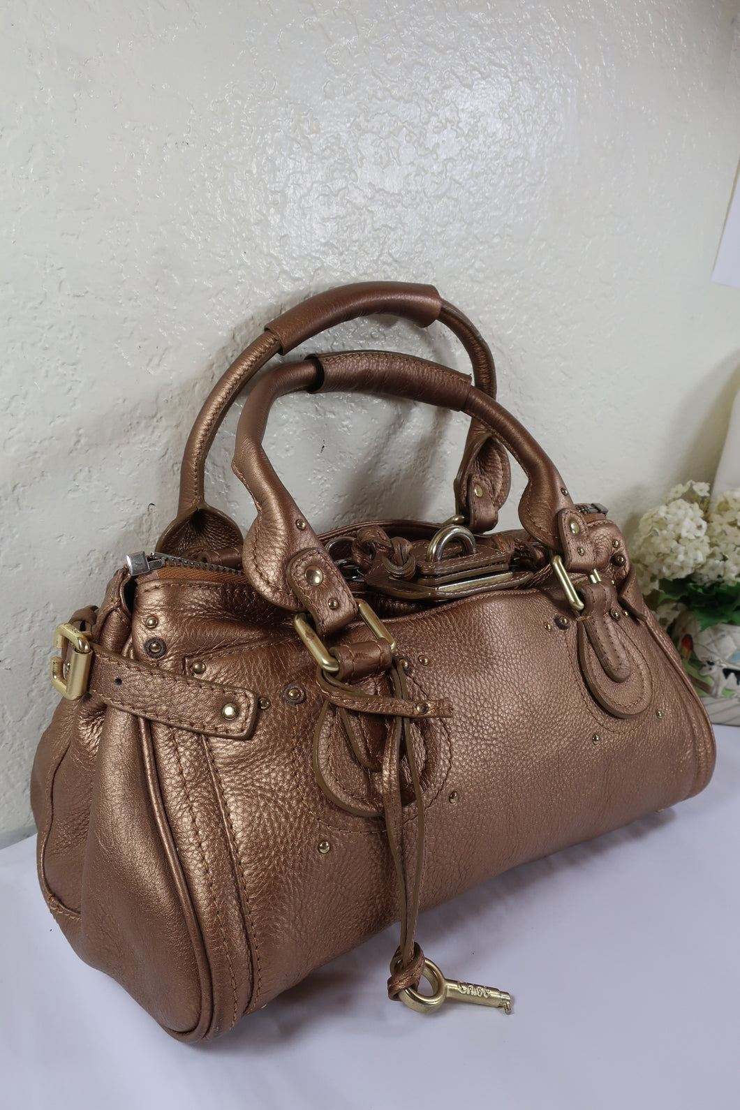 CHLOE Paddington Bronze Leather Shoulder Bag Hand Bag Handbag