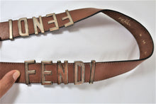 Load image into Gallery viewer, Vintage Rare FENDI Logo Letter Brown Leather Belt F E N D I Wide Leather Brown Belt 45 30 34 Waist

