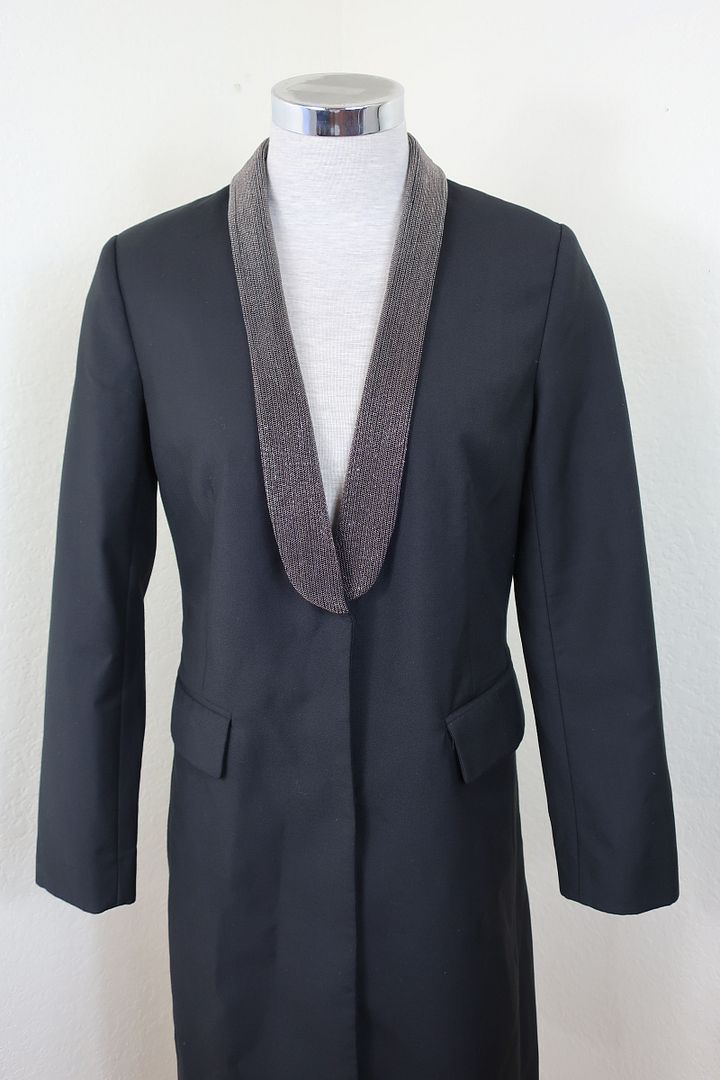 BRUNELLO CUCINELLI Black Full Length Wool Blazer Jacket W/ Monili Studs $11,200 36 Small 2 3 4