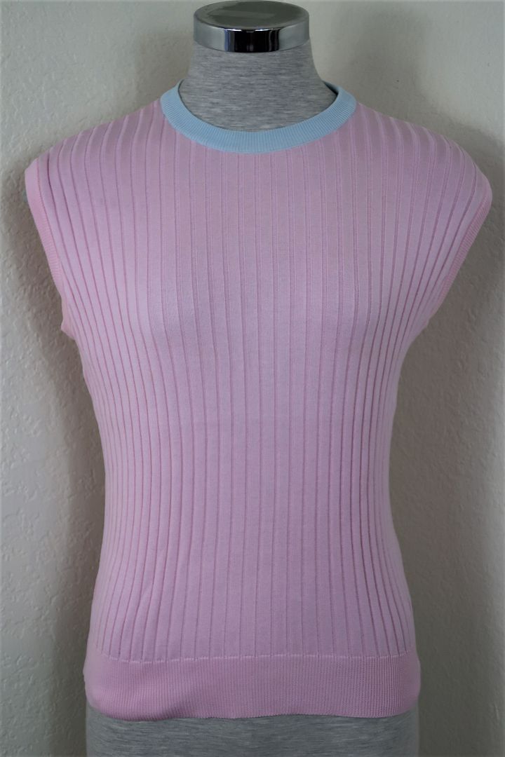CHANEL Boutique Pink Knitted Cotton Sleeveless Top Blouse Shirt S M 44 6 7 8