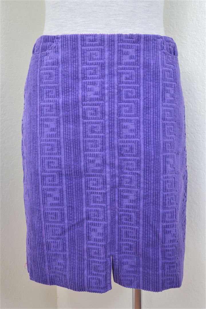 Vintage FENDI Logo Embossed Blue Purple Hip Hop Pencil Skirt Small 36 US 6 4 5 6