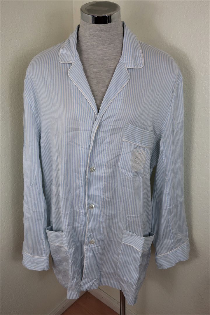 Vintage HERMES Chemise Cotton Silk Pajama Top Shirt Long Sleeve Top Blouse Dress 50 8 9 10 12
