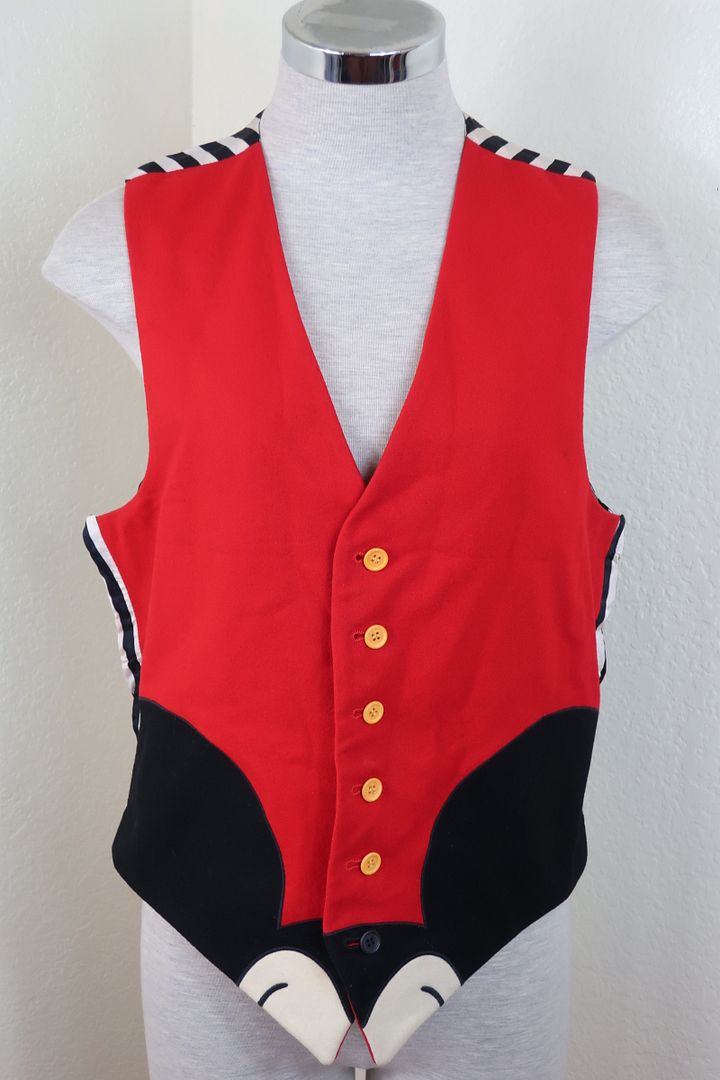 Vintage MOSCHINO Mickey Mouse Black Red Vest Blazer Top S M  38 4 5 6