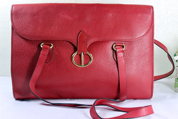Christian Dior Large Red Leather Flap Shoulder Bag, France
