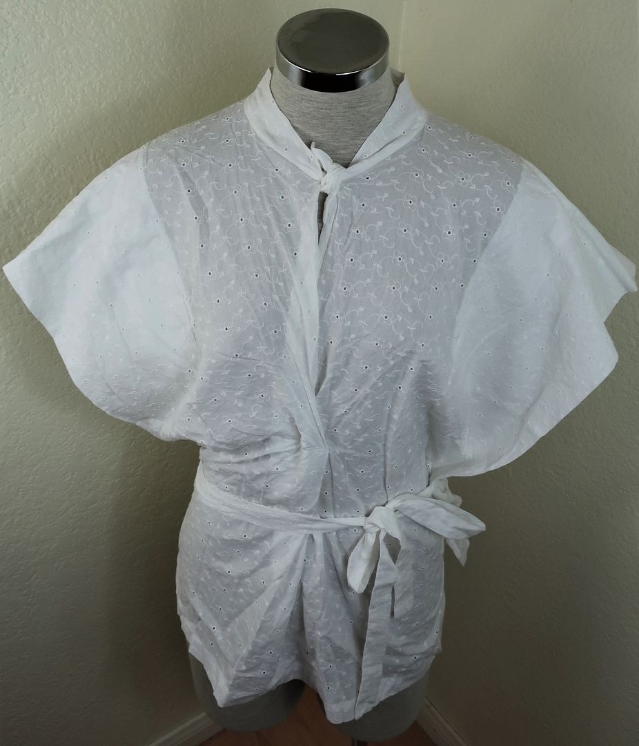 VIVIENNE WESTWOOD White Eyelet Kimono Short Sleeve Top Blouse Small M 42 4 6 7