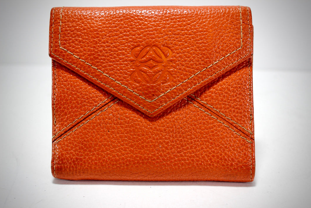 L0EWE Leather Bifold Wallet Terracotta Orange Color