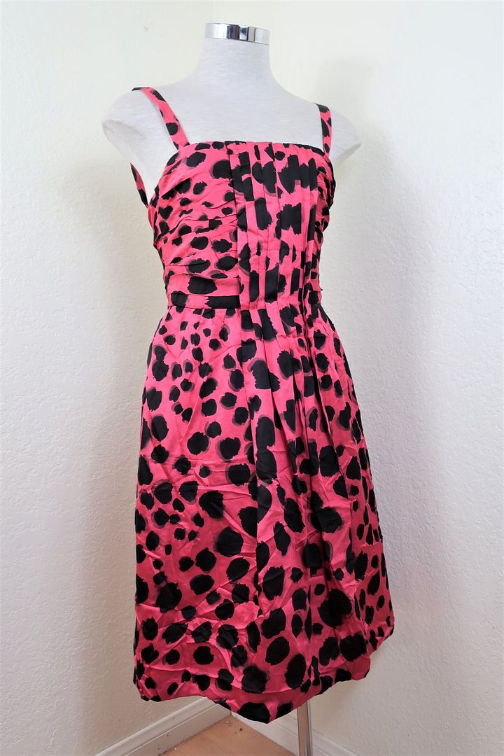 NWT MOSCHINO Pink Black SLeeveless PolkaDots Dots Cocktail Tunic Dress Small 34 2 3 4