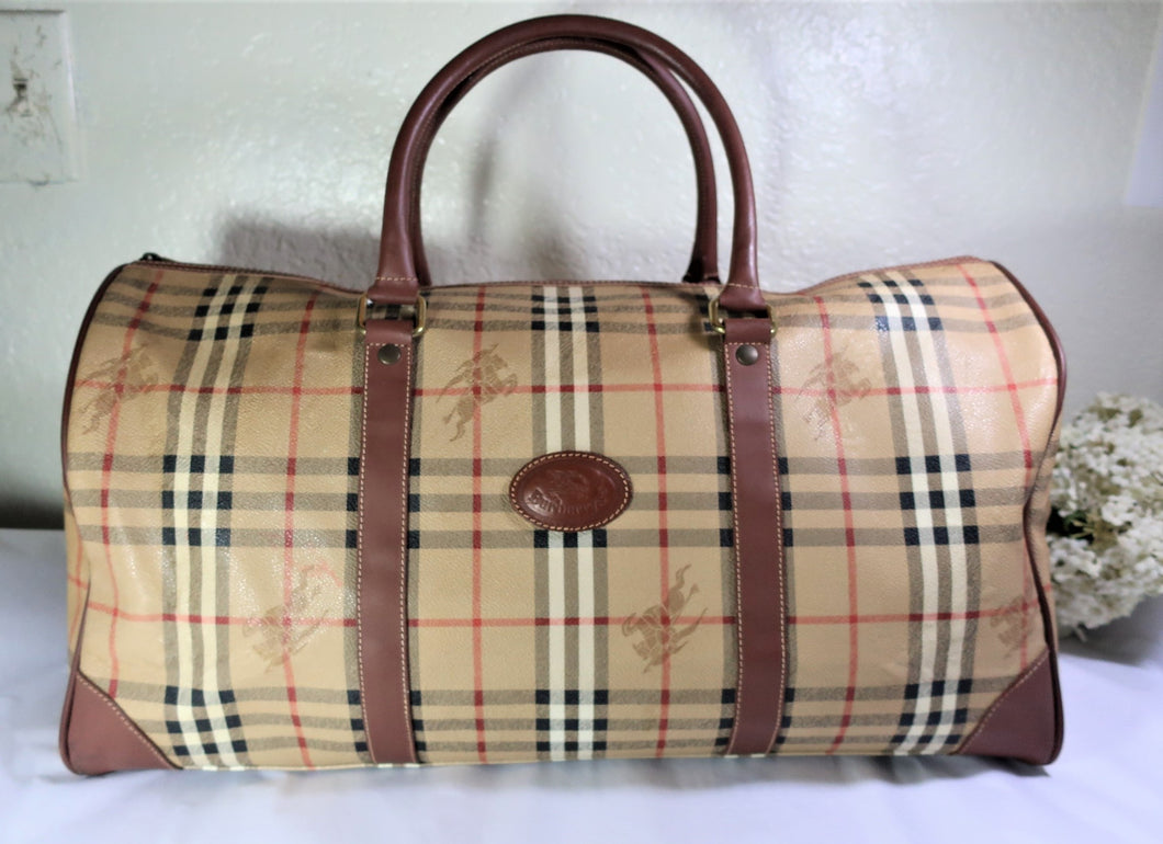 Vintage BURBERRY BURBERRYS Haymarket Classic Checks Luggage Duffel Travel Doctor Bag
