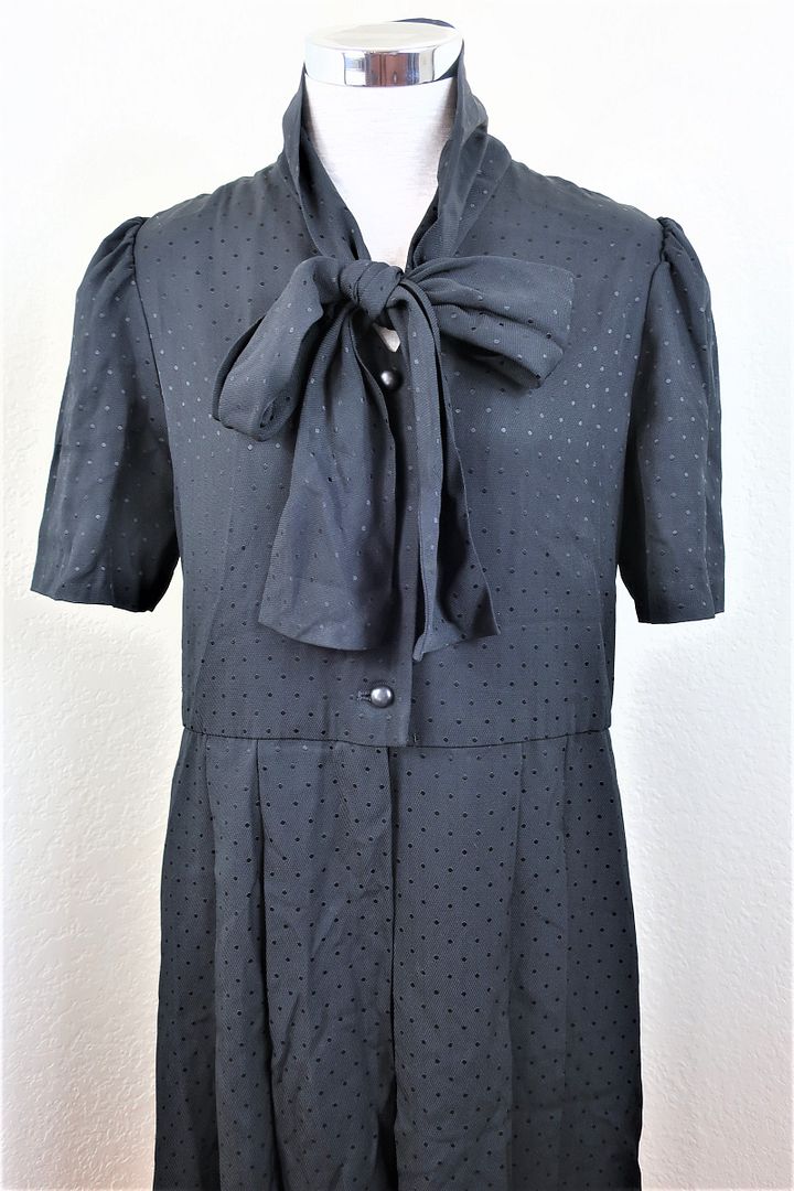 Vintage GIVENCHY Black Bow Long Sleeves Dress S M Small Medium 4 5 6