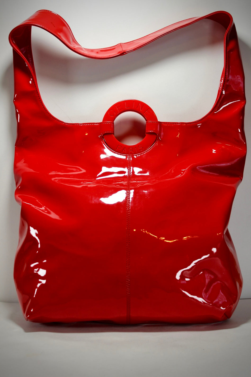 CELINE Red PVC Shiny Large Tote Bag Italy
