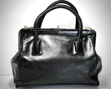 Load image into Gallery viewer, Vintage PRADA Black Leather Metal Frame Dr Bag Cerniera Double Handle Handbag Italy
