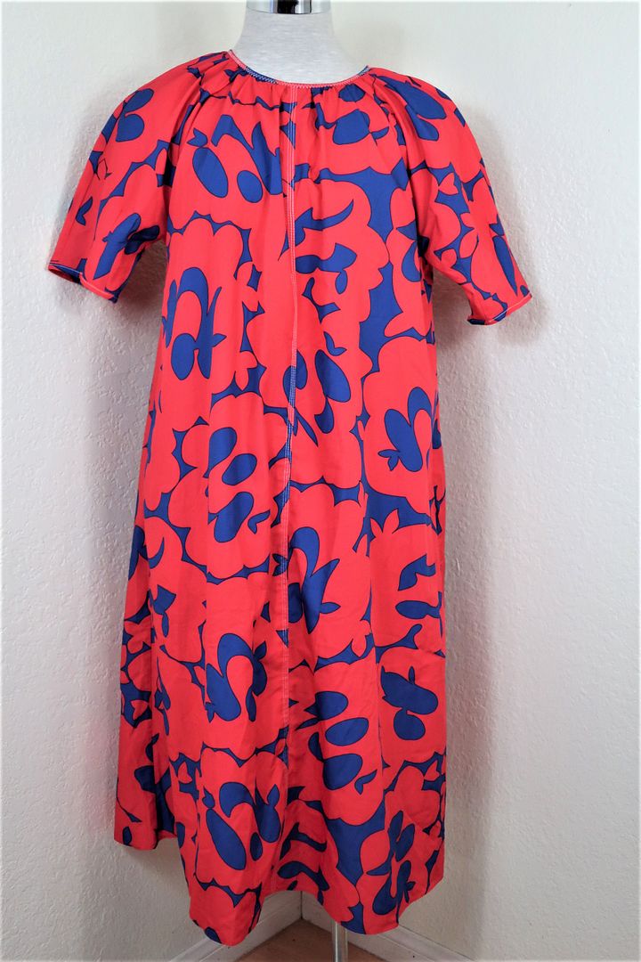Vintage MARNI Red BLUE Long Cotton Beach Dress 36 4 5 6 S M