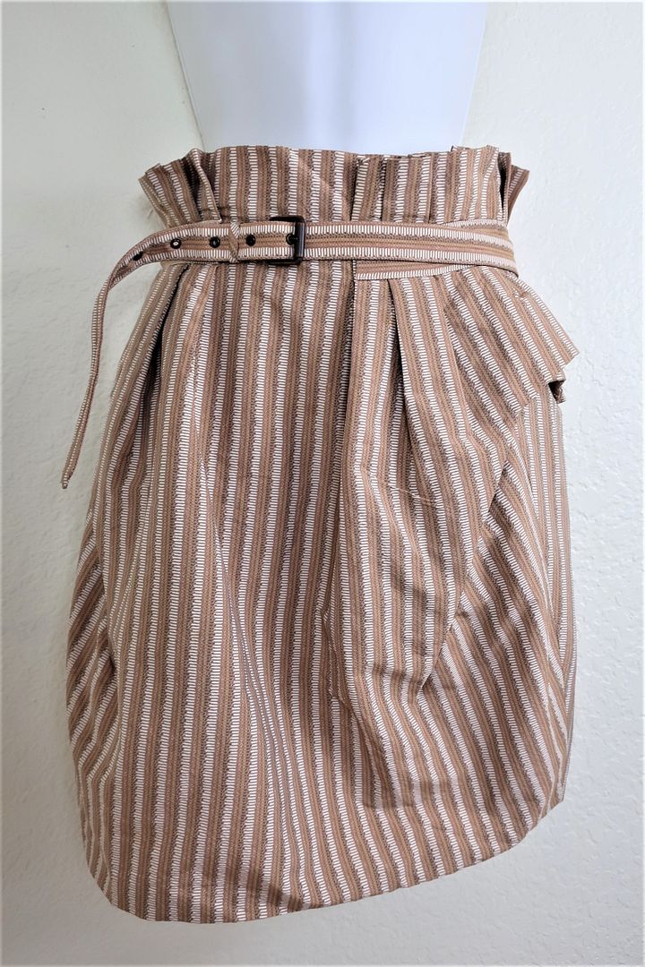 BOTTEGA VENETA Belted Stripes Pencil Knee Length Mini Skirt Small S 38 2 3 4