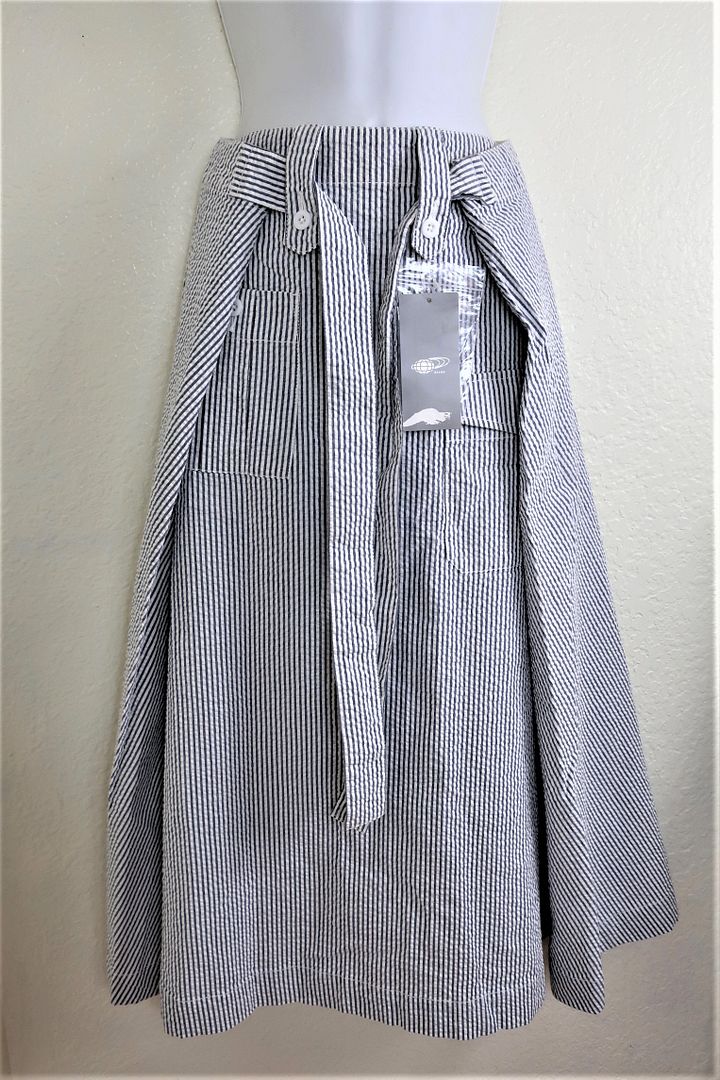 New NWT BEAMSBOY Japan Blue White Printed Long Skirt Medium 6 7 8
