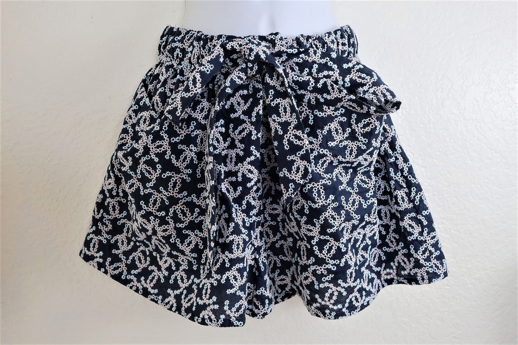Vintage CHANEL CC LOGO Blue White Eyelet Shorts  Skirt Skort Small to Medium 40 6 7 8