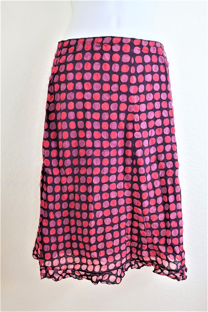 CHANEL PURPLE Silk Pencil Zip Skirt Polka Dots Small M 36 2 3 4
