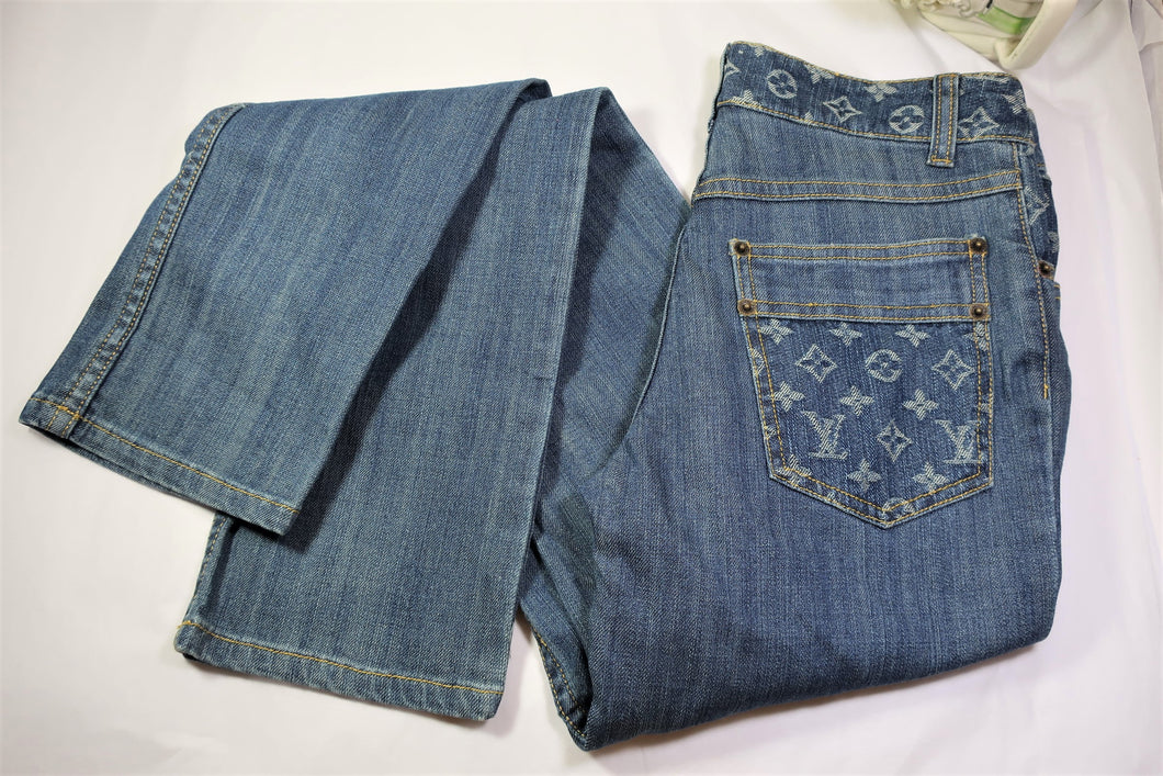New LOUIS VUITTON LV Monogram Cotton Denim Jeans Pants sz 36 4 5 6