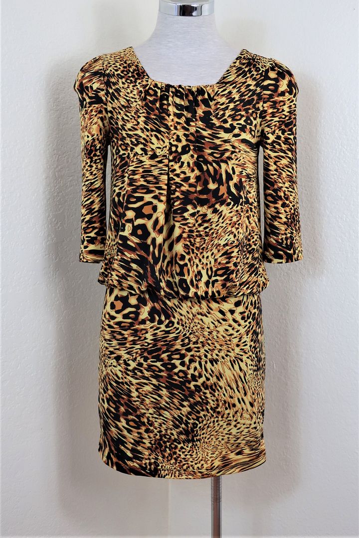 ROBERTO CAVALLI Cheetah Animal Print Yellow Classic Dress Small Sz 36 2 3 4