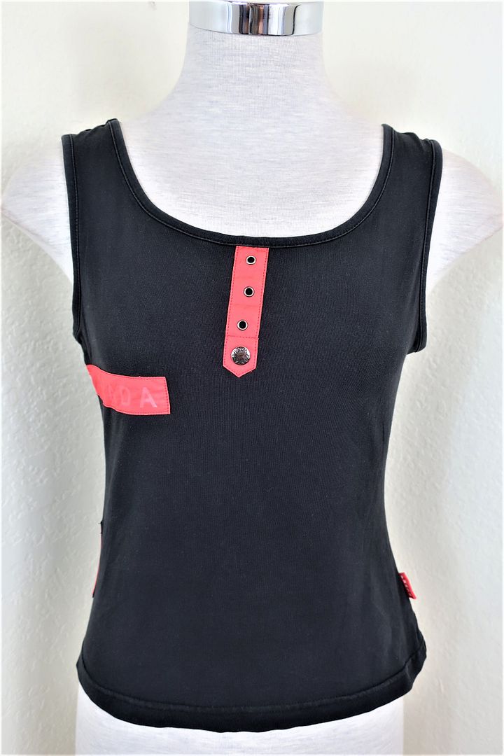 Vintage PRADA Black Classic Cropped Top Blouse Sleeveless Shirt Small Medium 2 4 6