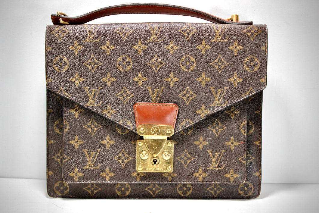Vintage LOUIS VUITTON Brown Monogram Pochette Metis Handbag Top Handle France
