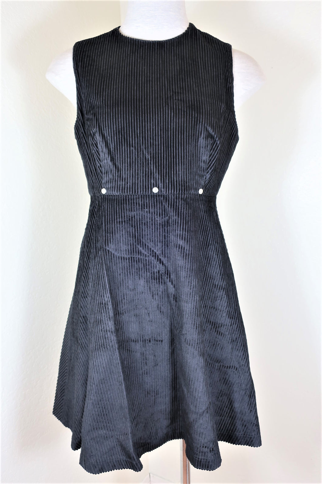 Vintage VERSACE Jeans Couture Cotton Corduroy Black Dress XS Small 26 40 3 4