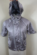 Load image into Gallery viewer, STELLA McCartney Adidas Glossy Silver Hoodie Track Top SHort Sleeve Jacket XS Small 34 2 3 4

