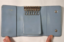 Load image into Gallery viewer, CHANEL Powder Blue Quilted Leather 6 Key Ring Key Case Purse
