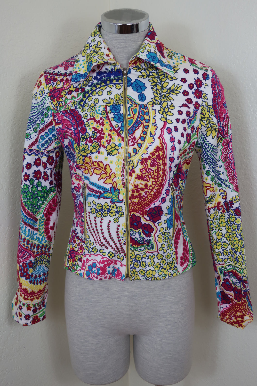 Vintage VERSACE CLASSIC Colorful Paisley Zip Jacket Small S 38 4 5 6