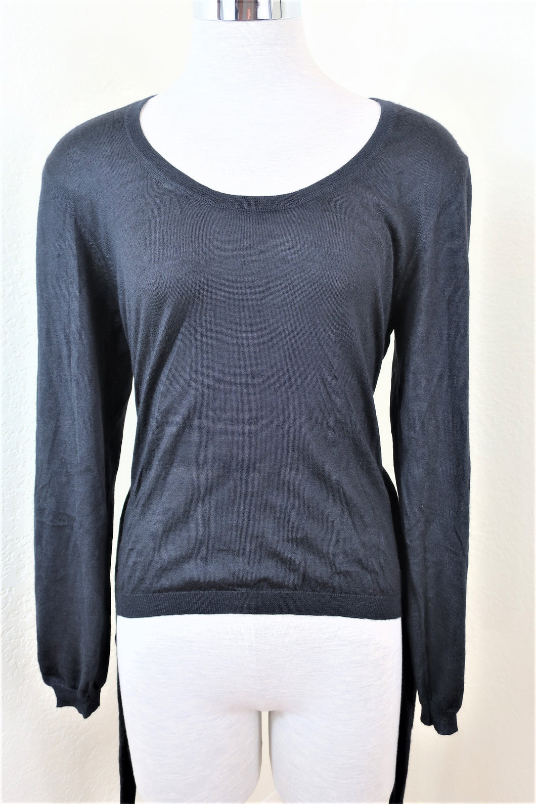 ETRO Black Cashmere Kasmere Silk Long Sleeve Top Blouse Sweater 44 Medium M Large 7 8 10