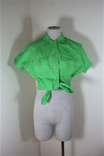Load image into Gallery viewer, Vintage GIANNI VERSACE Couture Green Cropped Button Blouse Top Small 2 3 4

