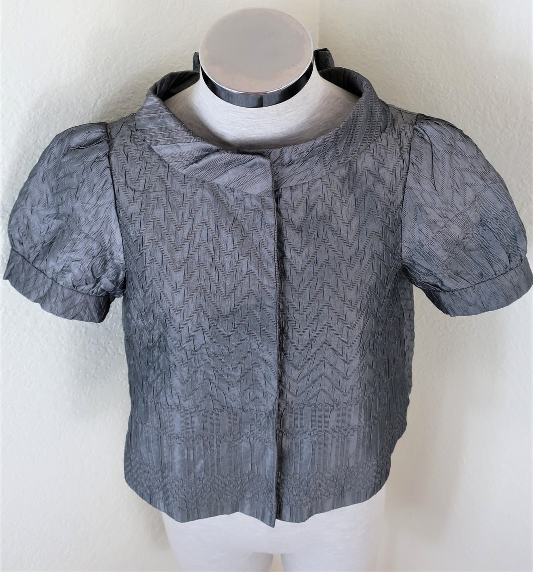 MOSCHINO Cheap Chic Grey Bow Puff SLeeve Button Top Blouse S Small 38 4 5 6