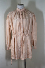 Load image into Gallery viewer, DRIES VAN NOTEN Cream Long SLeeve Silk Draw Waist Dress Top Blouse  Small 4 5 6

