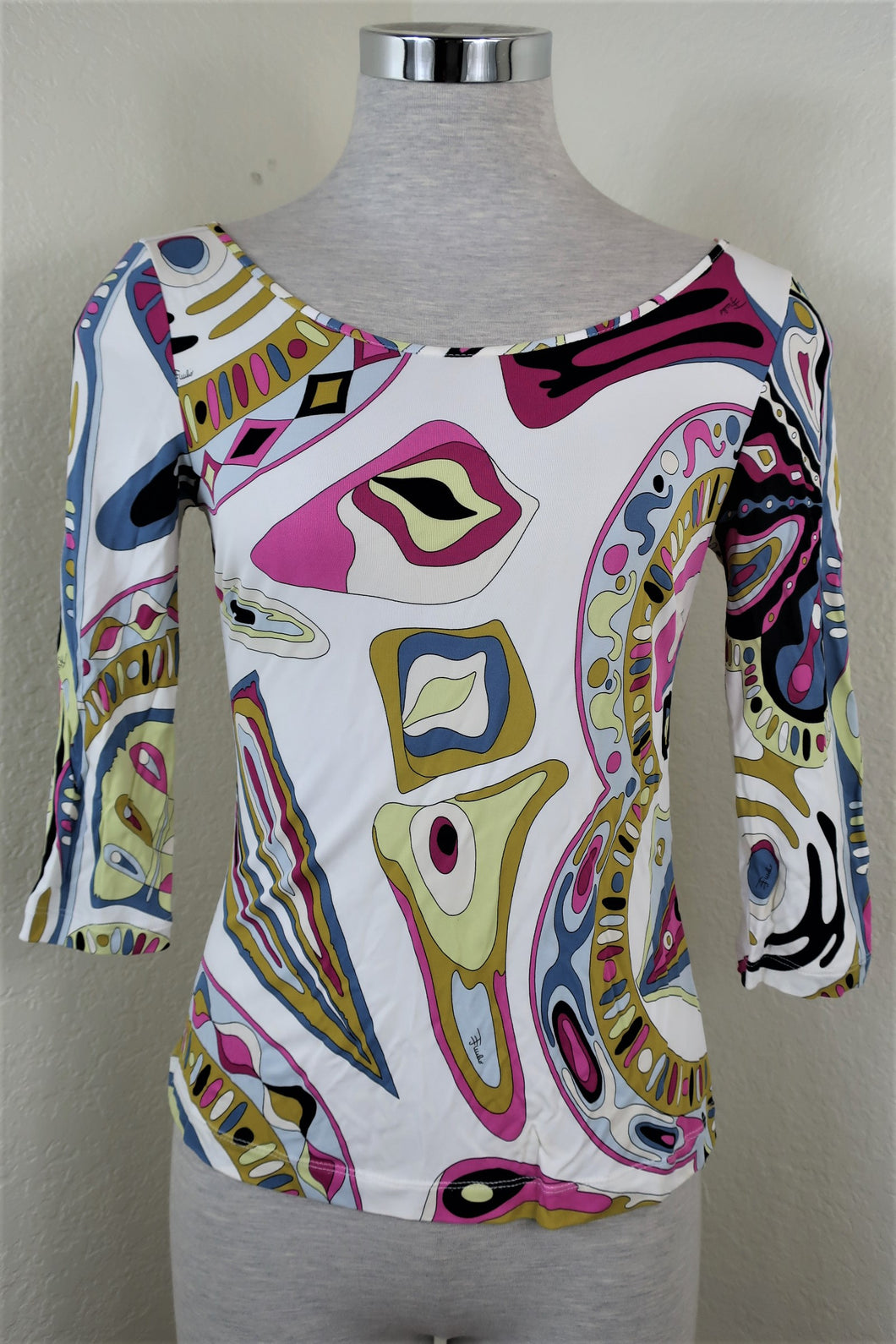 EMILIO PUCCI Colorful 3/4 Sleeve Top Blouse