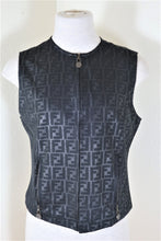 Load image into Gallery viewer, Vintage FENDI FF Logo Signature Black Zip Vest Blazer Jacket Small Medium 4 5 6
