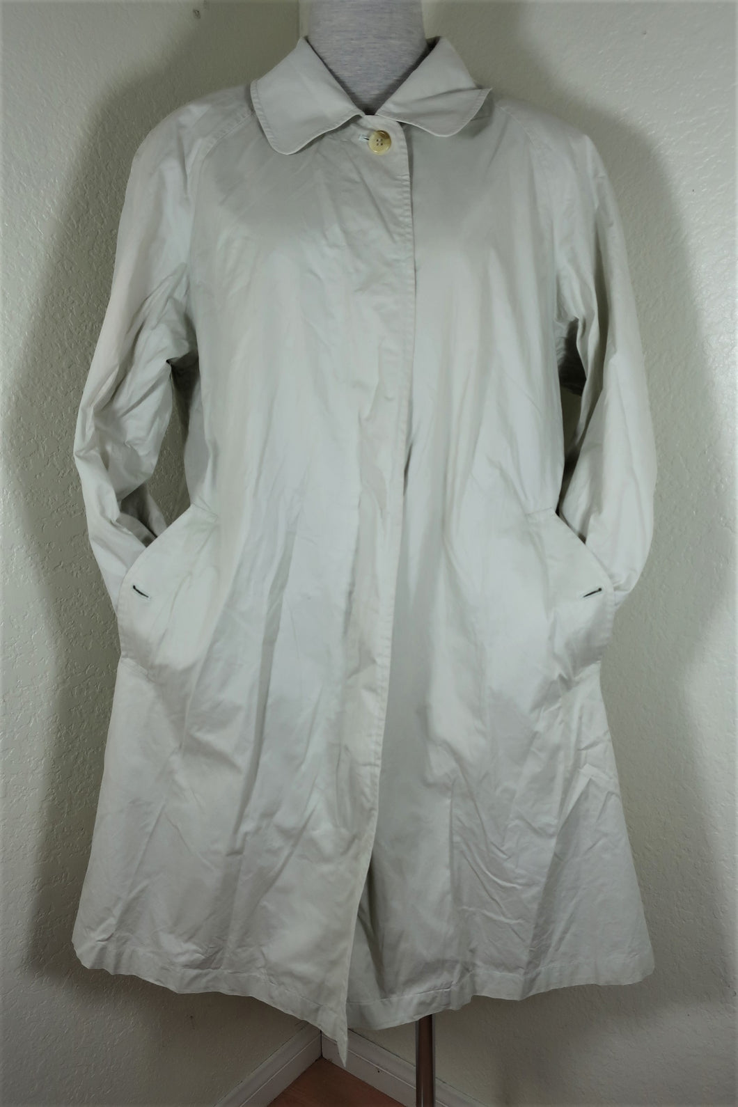 Vintage BURBERRY Bone White Trench Coat Jacket Blazer S M 4 6 7