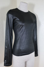 Load image into Gallery viewer, Vintage New GUCCI Black Liquid Wet Look Long Sleeve Shirt Top Blouse Small 2 3 4
