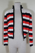 Load image into Gallery viewer, LOUIS VUITTON Red Black Stripes Turtle Neck Wool Zip Sweater Cardigan Jacket XS Small 2 3 4
