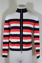 Load image into Gallery viewer, LOUIS VUITTON Red Black Stripes Turtle Neck Wool Zip Sweater Cardigan Jacket XS Small 2 3 4
