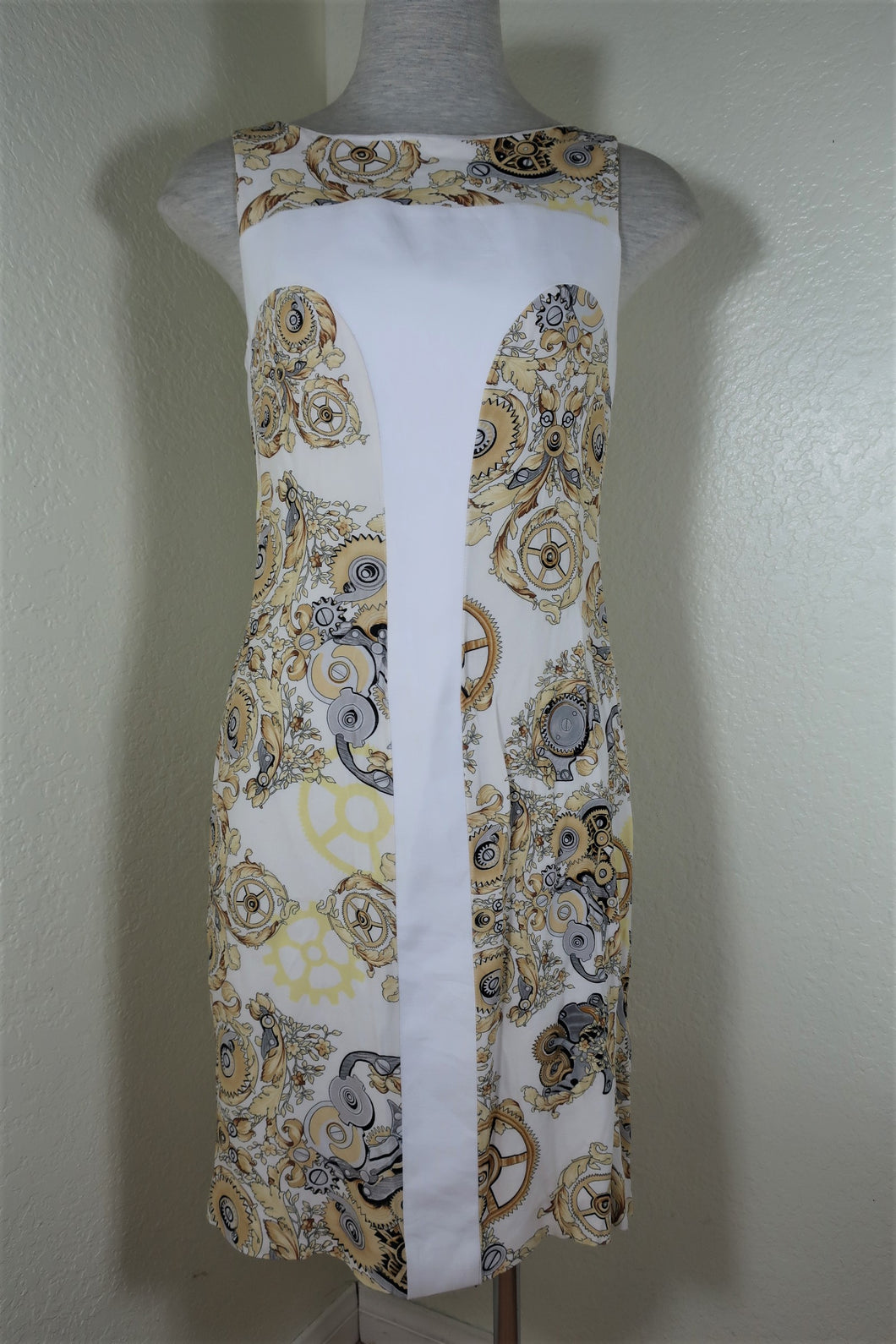 VERSACE Collection Barocco Yellow White Classic Sleeveless Dress Small 40 4 5 6