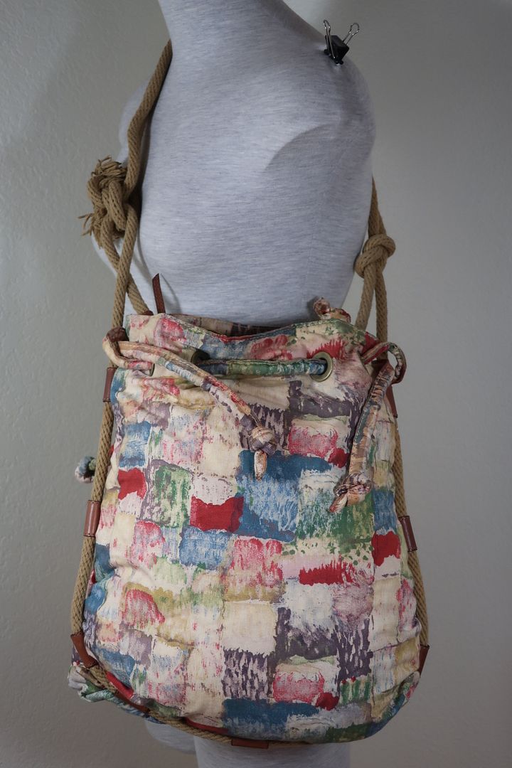 Vintage Marni Canvas Colorful Beach Travel Bag Cotton Canvas Shoulder Bag Italy
