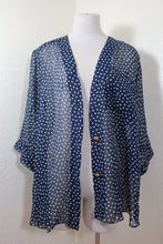 Load image into Gallery viewer, Vintage CHRISTIAN DIOR 80&#39;s Navy Polkadots CD Metal Buttons Blouse 4 5 6
