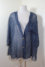 Load image into Gallery viewer, Vintage CHRISTIAN DIOR 80&#39;s Navy Polkadots CD Metal Buttons Blouse 4 5 6
