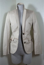 Load image into Gallery viewer, GUCCI Tom Ford Blazer Tuxedo Jacket Leather Trimmed Bamboo Off White Small 38 4 5 6
