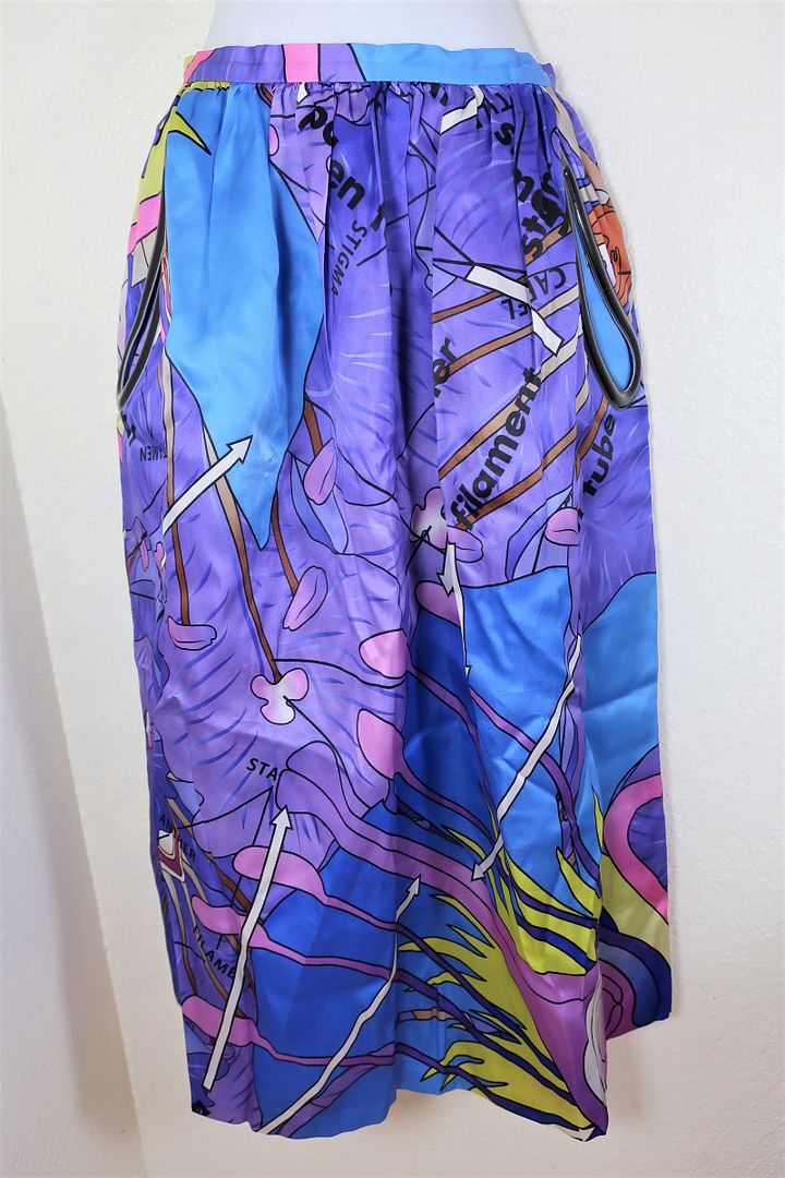 CHRISTOPHER KANE Blue Pollen Tube Printed Long Silk Skirt Sz Small S 2 3 4